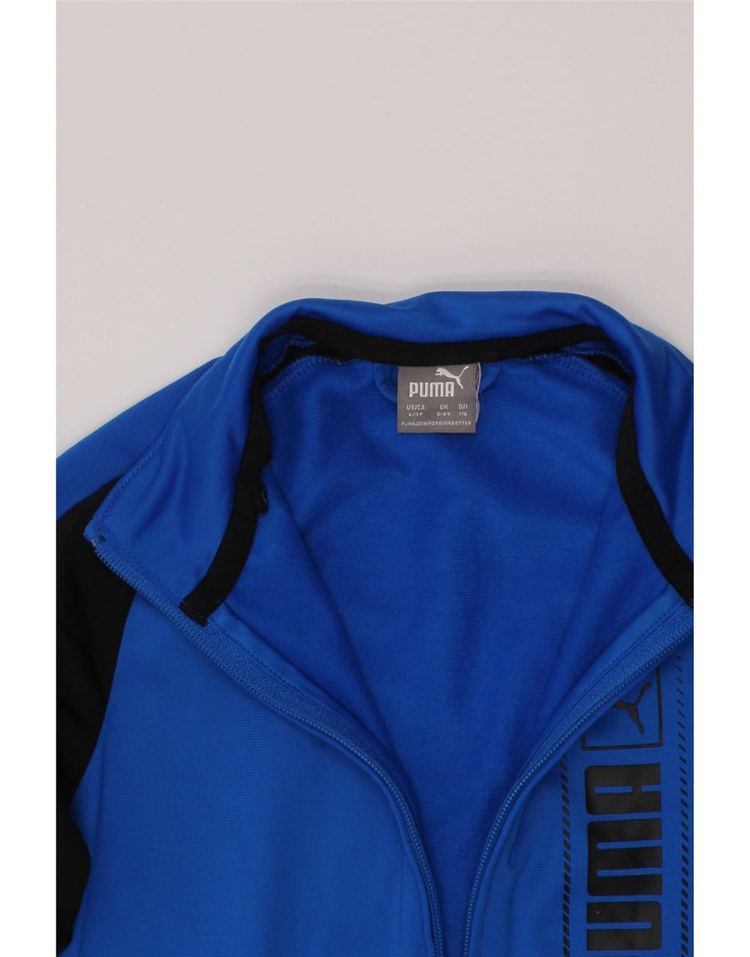 Puma - Chaqueta de chándal con gráfico para niños, 5-6 años, color azul