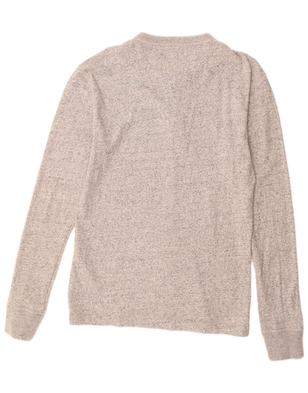 SUPERDRY Hombre Top de manga larga de algodón moteado gris medio