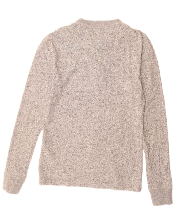 SUPERDRY Hombre Top de manga larga de algodón moteado gris medio