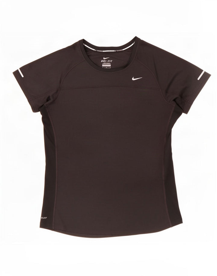 Nike Mujer Dri Fit Camiseta Top UK 12 Mediano Negro Poliéster