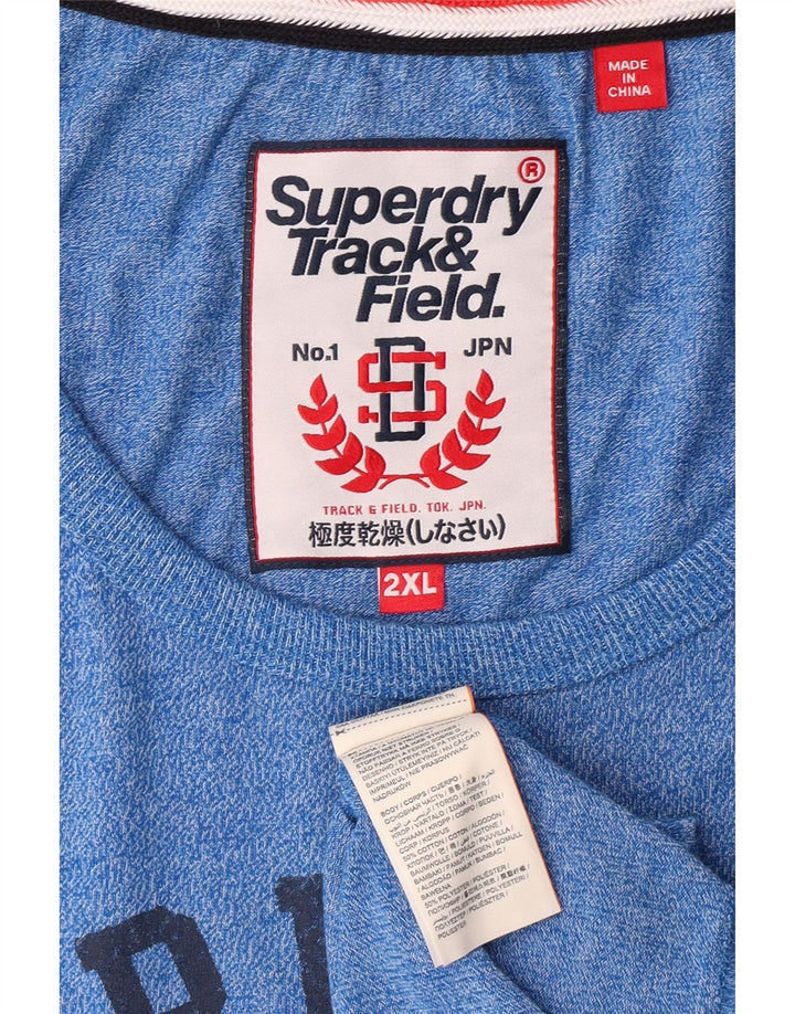 SUPERDRY Camiseta sin mangas estampada para hombre 2XL Algodón azul