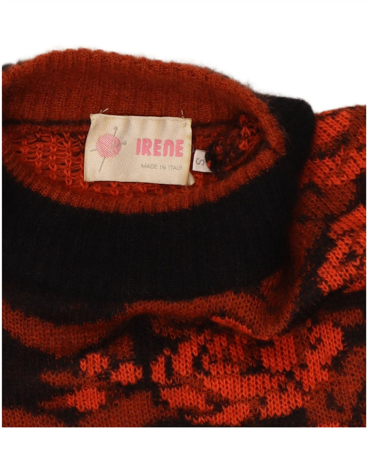 VINTAGE Mujer Crew Neck Jumper Suéter Reino Unido 10 Pequeño Naranja Floral