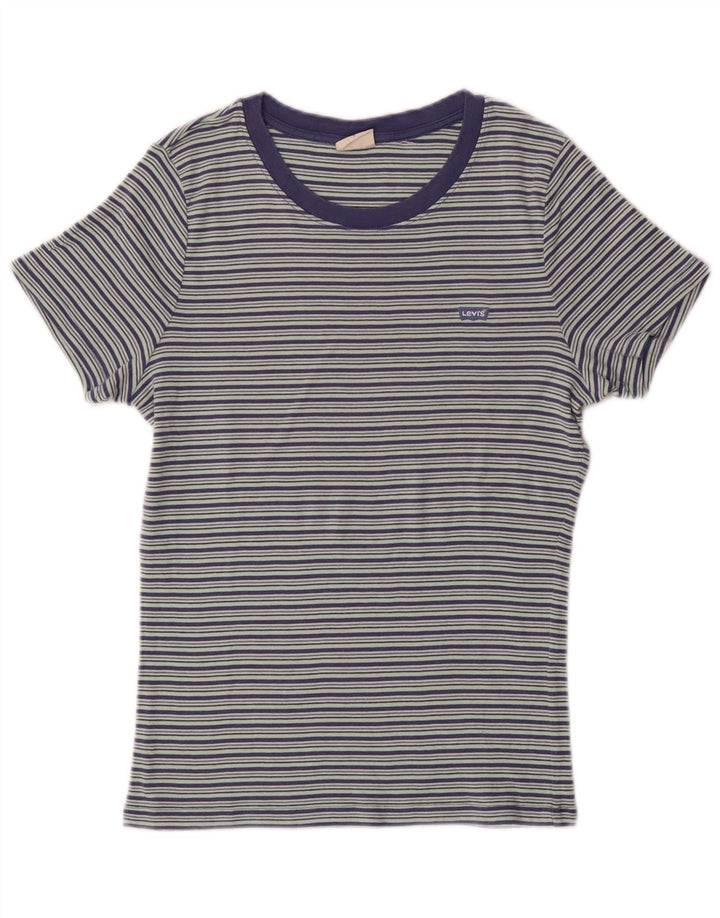 LEVI'S Camiseta para mujer Top UK 44 Grande Azul Rayas