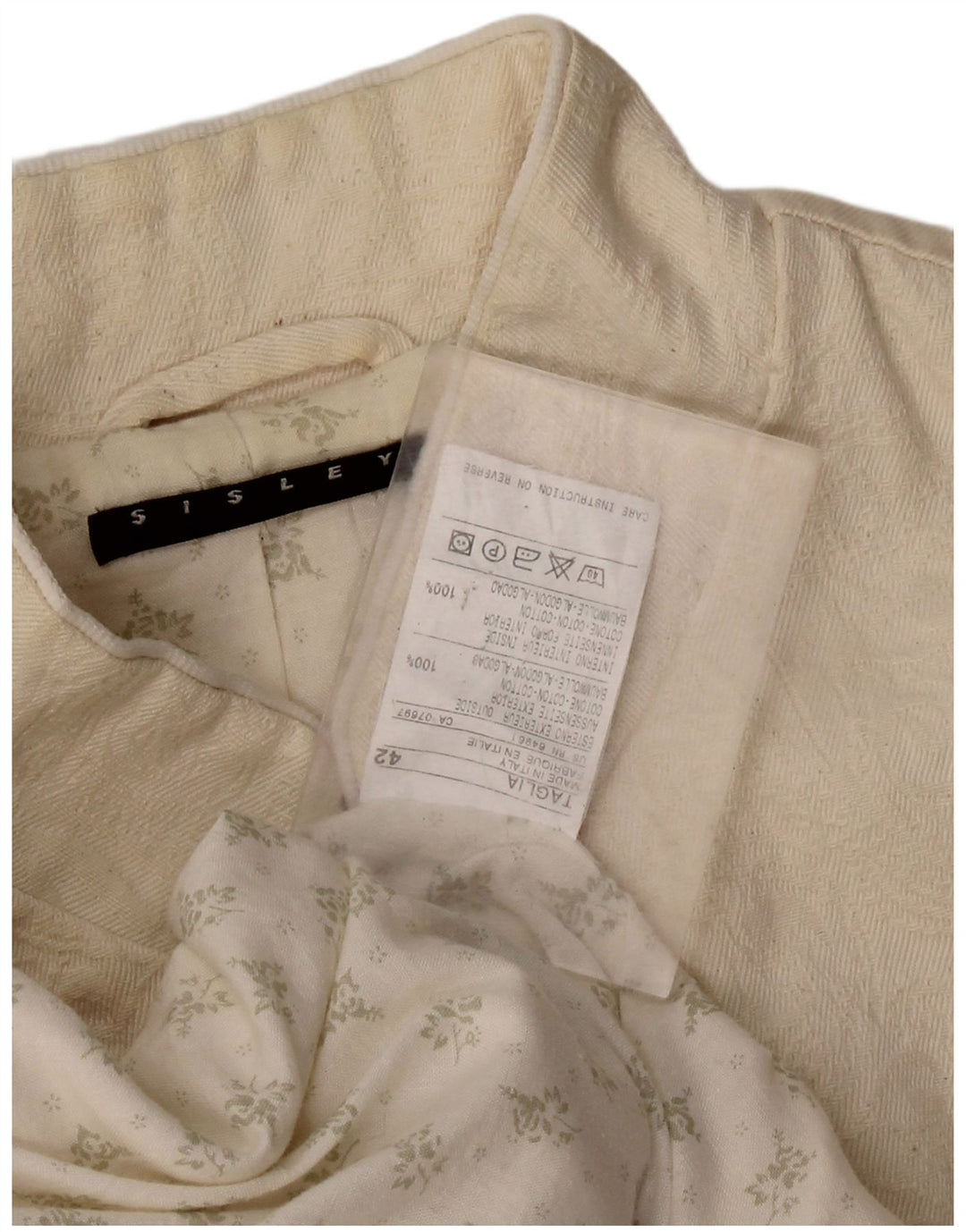 Abrigo para mujer SISLEY IT 42 Algodón blanco roto medio