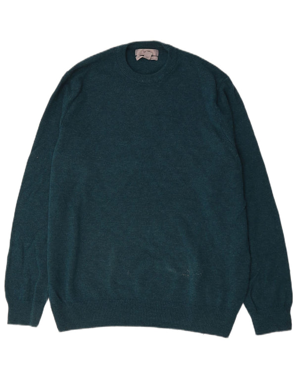 Marks & Spencer - Jersey de cuello redondo para hombre, talla XL, lana de cordero verde