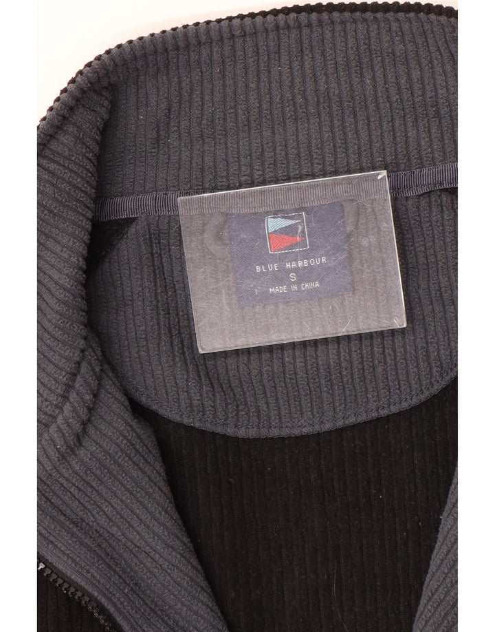 Marks & Spencer Jersey de forro polar con cuello y cremallera en azul Harbor para hombre, talla pequeña, negro