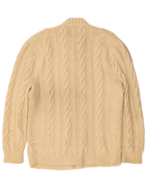 Vintage hombres Cardigan suéter pequeño de blanco