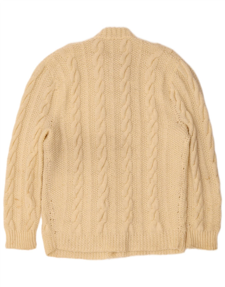 Vintage hombres Cardigan suéter pequeño de blanco