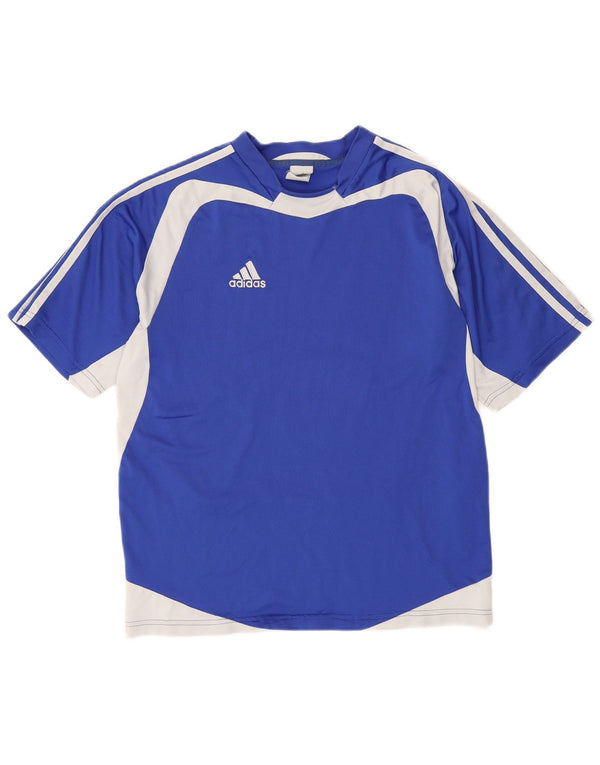 Adidas Hombre Climalite Camiseta Top Azul Medio Colorblock Poliéster