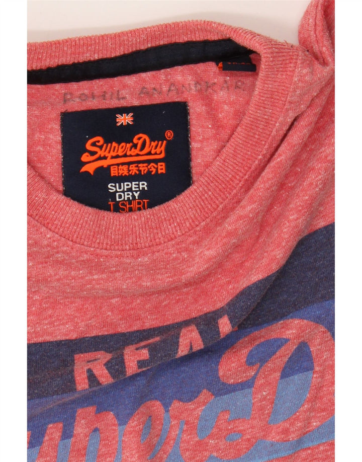Superdry Camiseta con gráfico gráfico para hombre, talla pequeña, poliéster moteado en rosa