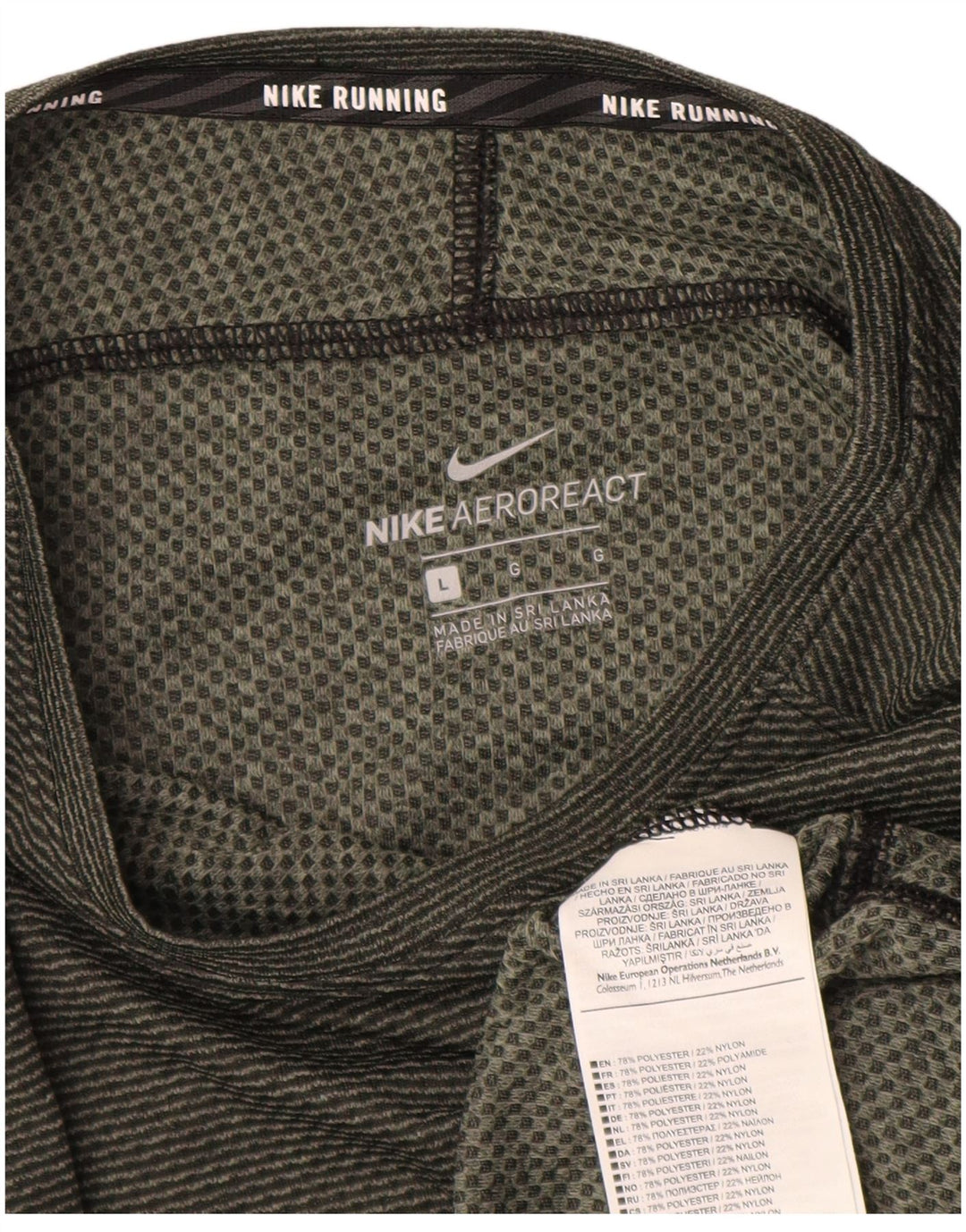 Nike - Camiseta de manga larga para mujer, talla 40, talla grande, color caqui, poliéster a rayas