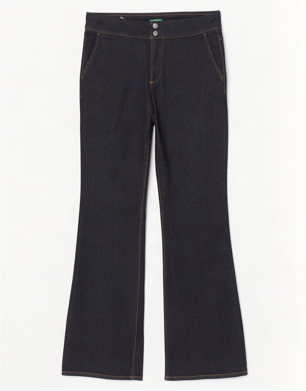 Benetton Vaqueros Bootcut Mujer UK 40 Medium W32 L34 Algodón Azul Marino