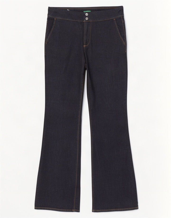 Benetton Vaqueros Bootcut Mujer UK 40 Medium W32 L34 Algodón Azul Marino