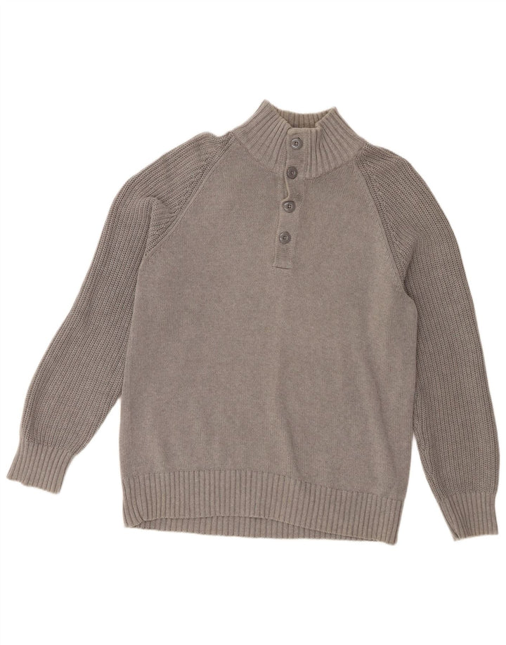 Marks & Spencer Suéter tipo jersey con cuello y botones en azul Harbor para hombre, talla grande, gris