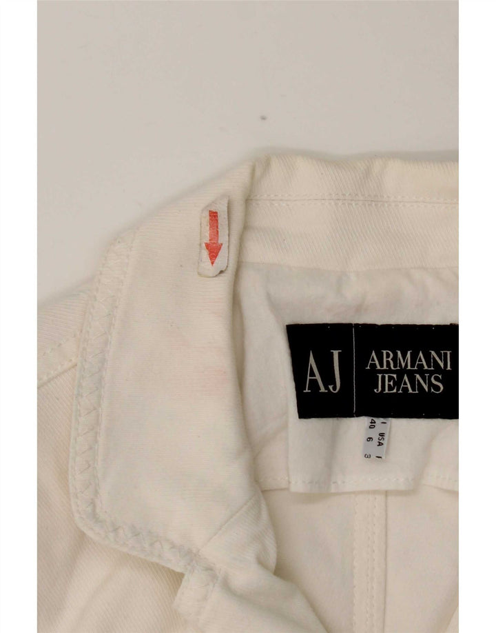 Armani Jeans Chaqueta Blazer de 3 Botones para Mujer UK 10 Small White Cotton