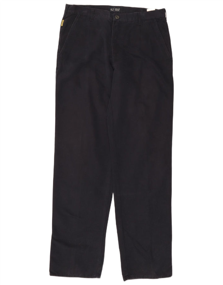 ARMANI Pantalón chino recto para hombre EU 52 XL W36 L36 Azul marino Algodón