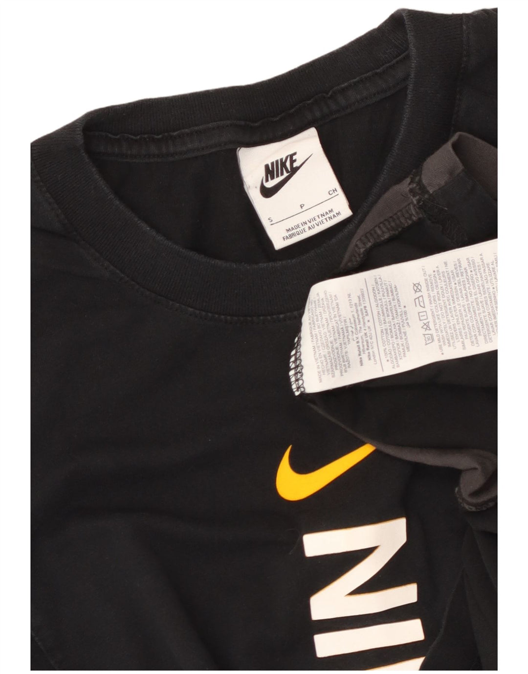 NIKE Camiseta gráfica para hombre Top pequeño de algodón con bloques de color negro