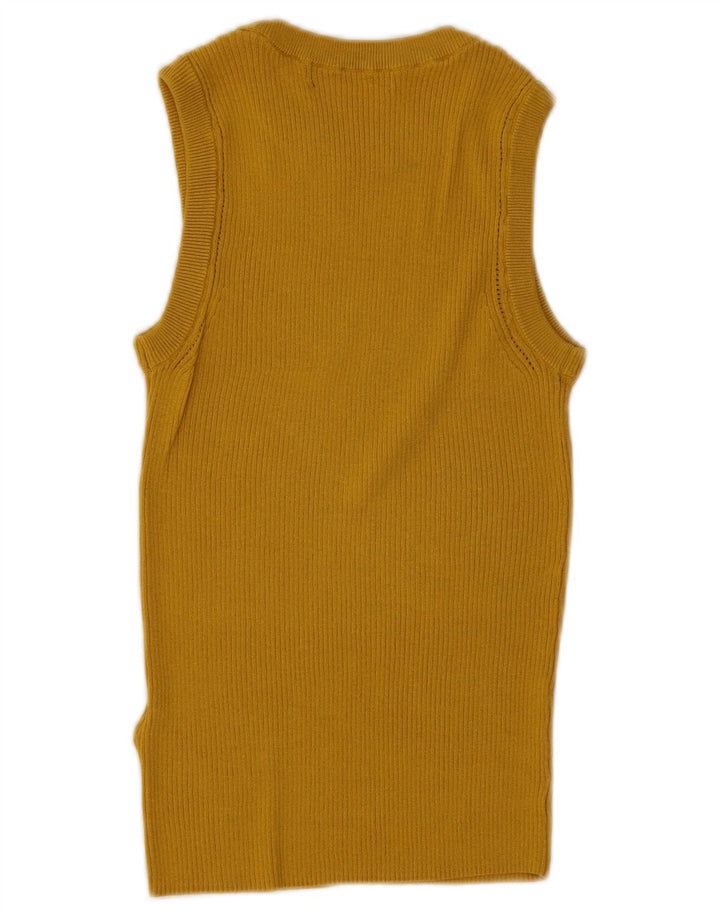Marks & Spencer Top sin mangas para mujer UK 10 Small Viscosa amarilla