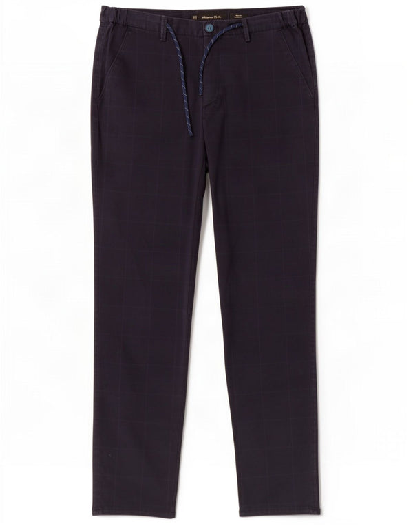 Massimo Dutti Pantalón chino para hombre EU 42 Large W32 L32 Navy Blue Check