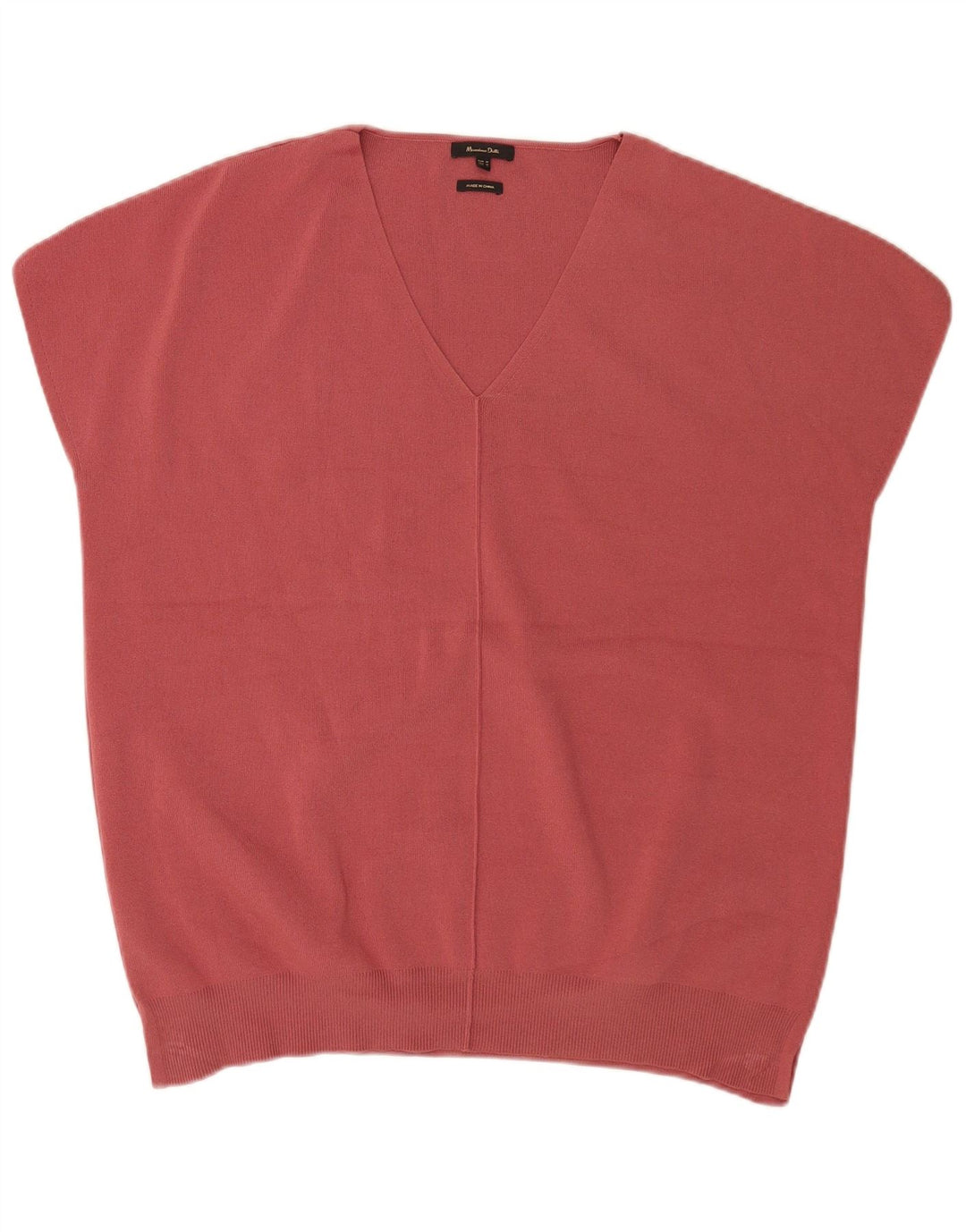 Massimo Dutti Hombre Jersey Manga Corta Con Cuello En V Burdeos Medio