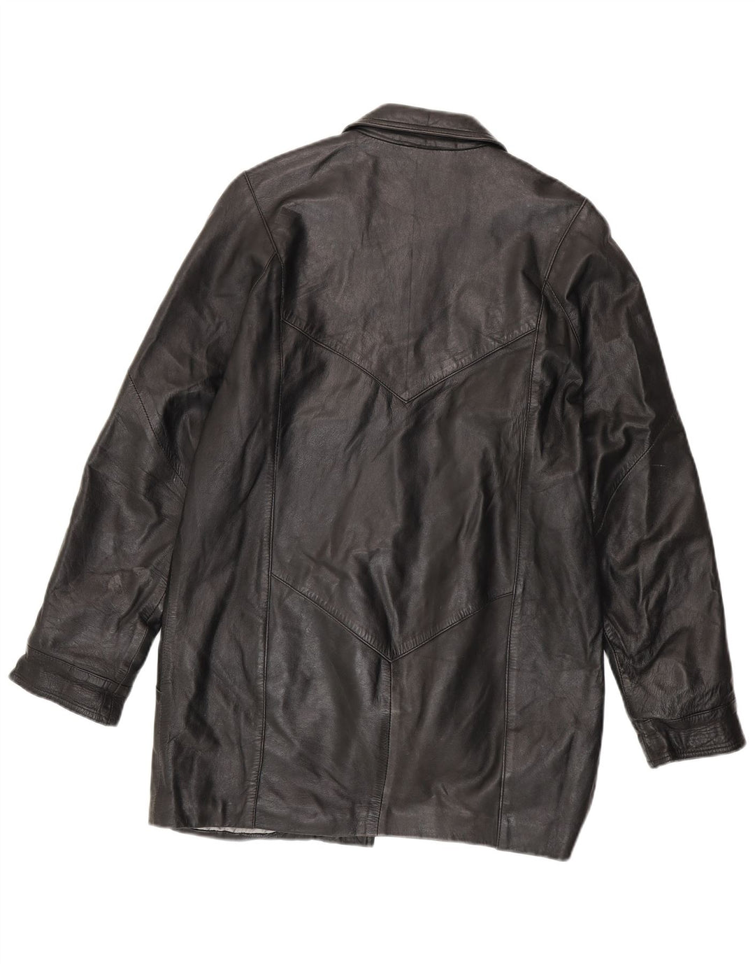 VINTAGE Womens Oversized Leather Jacket UK 10 Small Black Leather