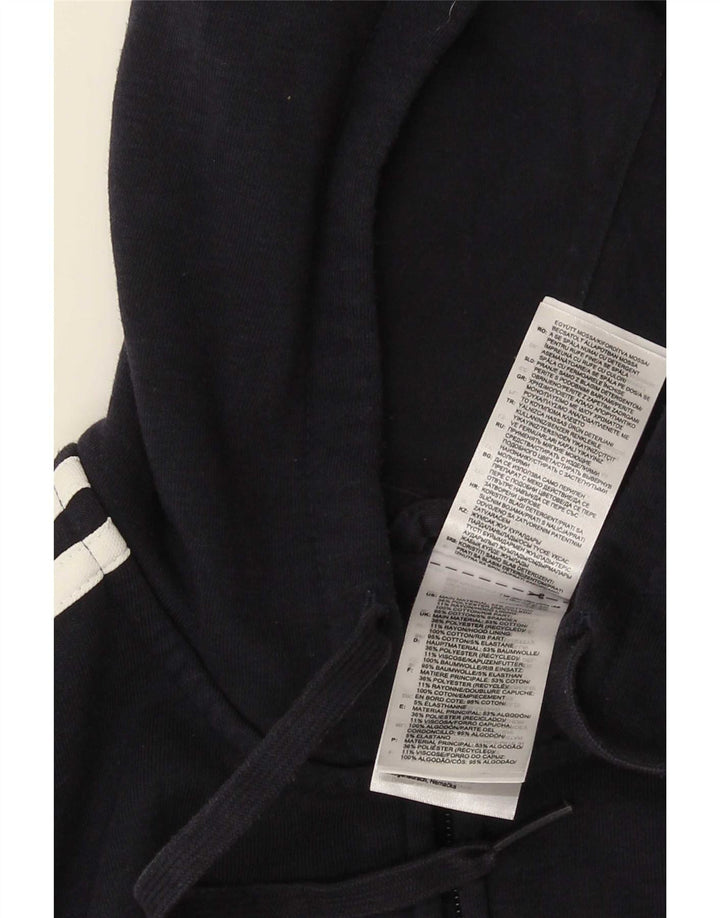 Adidas Hombre Zip Sudadera Con Capucha Suéter Medio Azul Marino Algodón