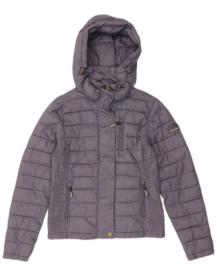 SUPERDRY Chaqueta acolchada con capucha para mujer UK 40 Mediana Azul marino Poliéster