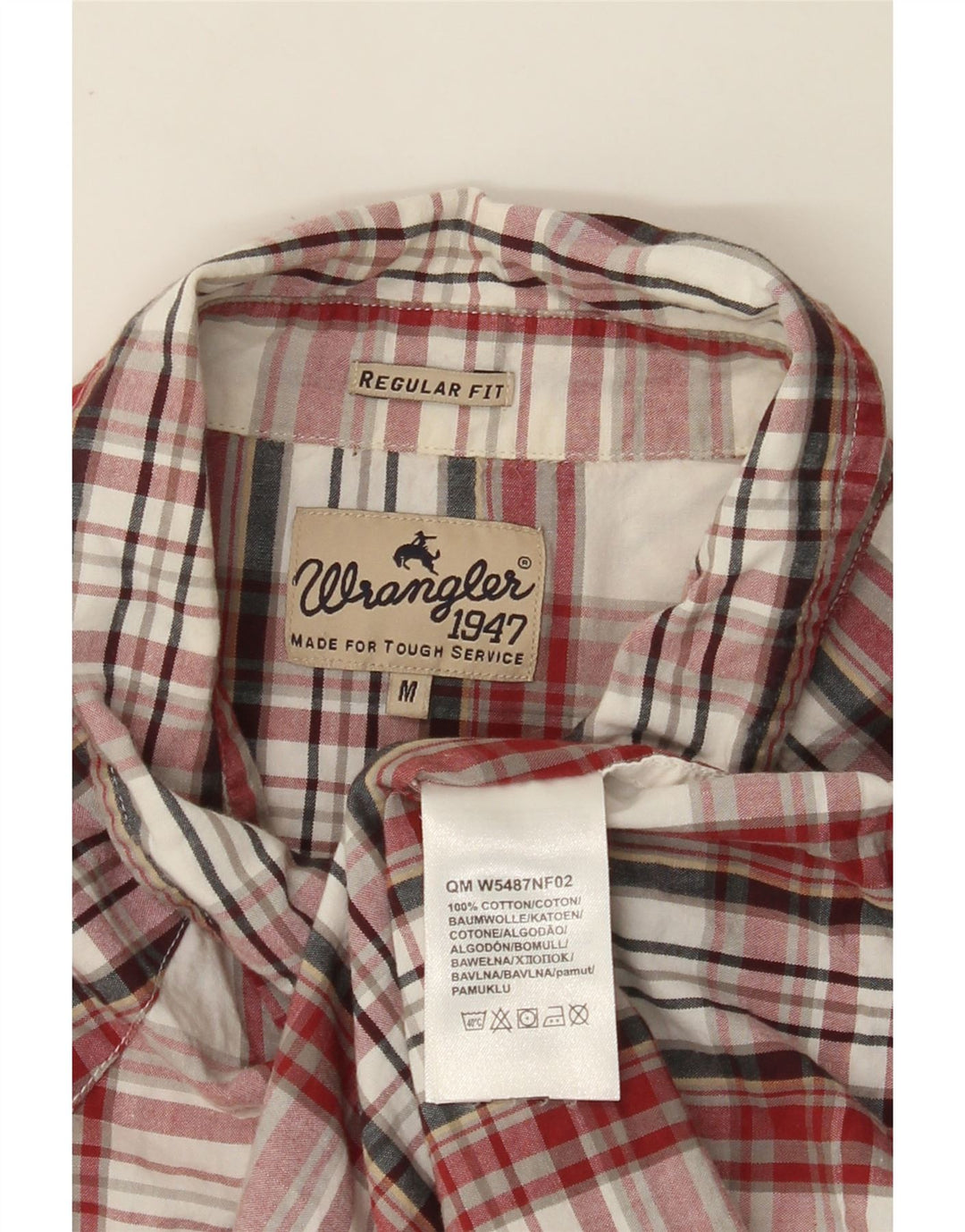 WRANGLER Camisa de corte regular para hombre de algodón a cuadros rojos medianos
