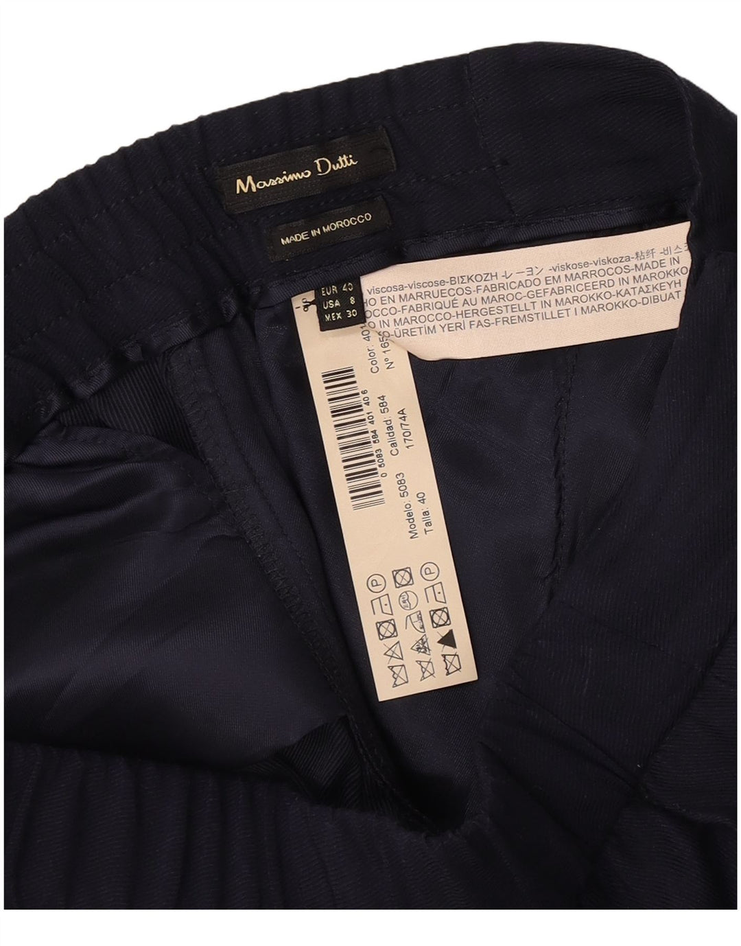 Massimo Dutti Pantalón Chino Recto Mujer EU 40 Medium W30 L29 Azul Marino