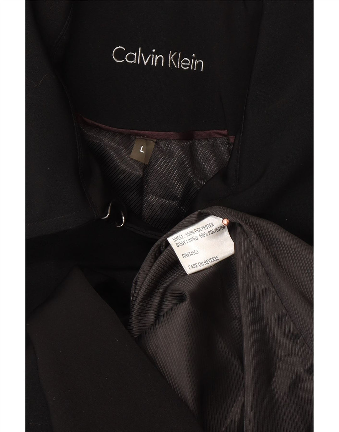 CALVIN KLEIN Gabardina para mujer UK 46 Grande Poliéster negro