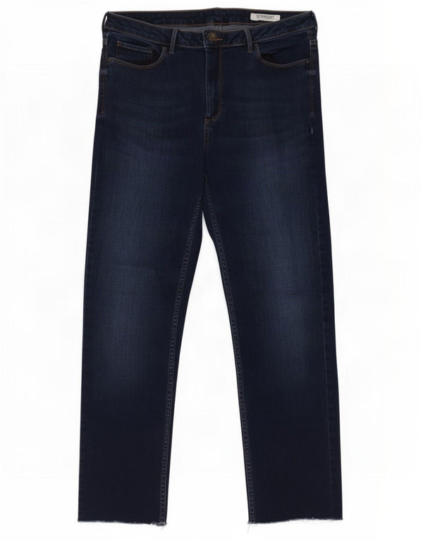 Marks & Spencer Jeans Rectos Cortos para Mujer UK 40 Large W32 L26 Azul Marino
