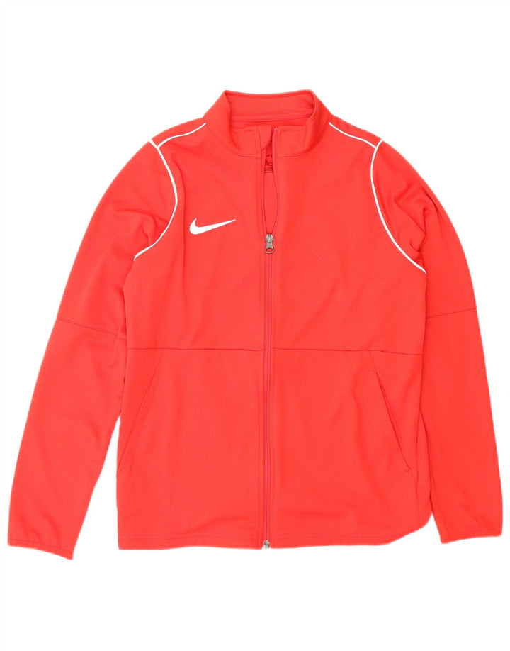 Nike Boys Dri Fit Chándal Top Chaqueta 12-13 años Grande Rojo Poliéster