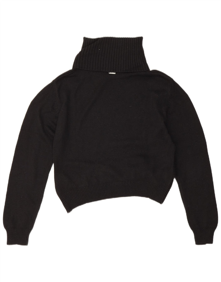Guess Suéter corto con cuello vuelto para mujer UK 44 Mediano Algodón negro