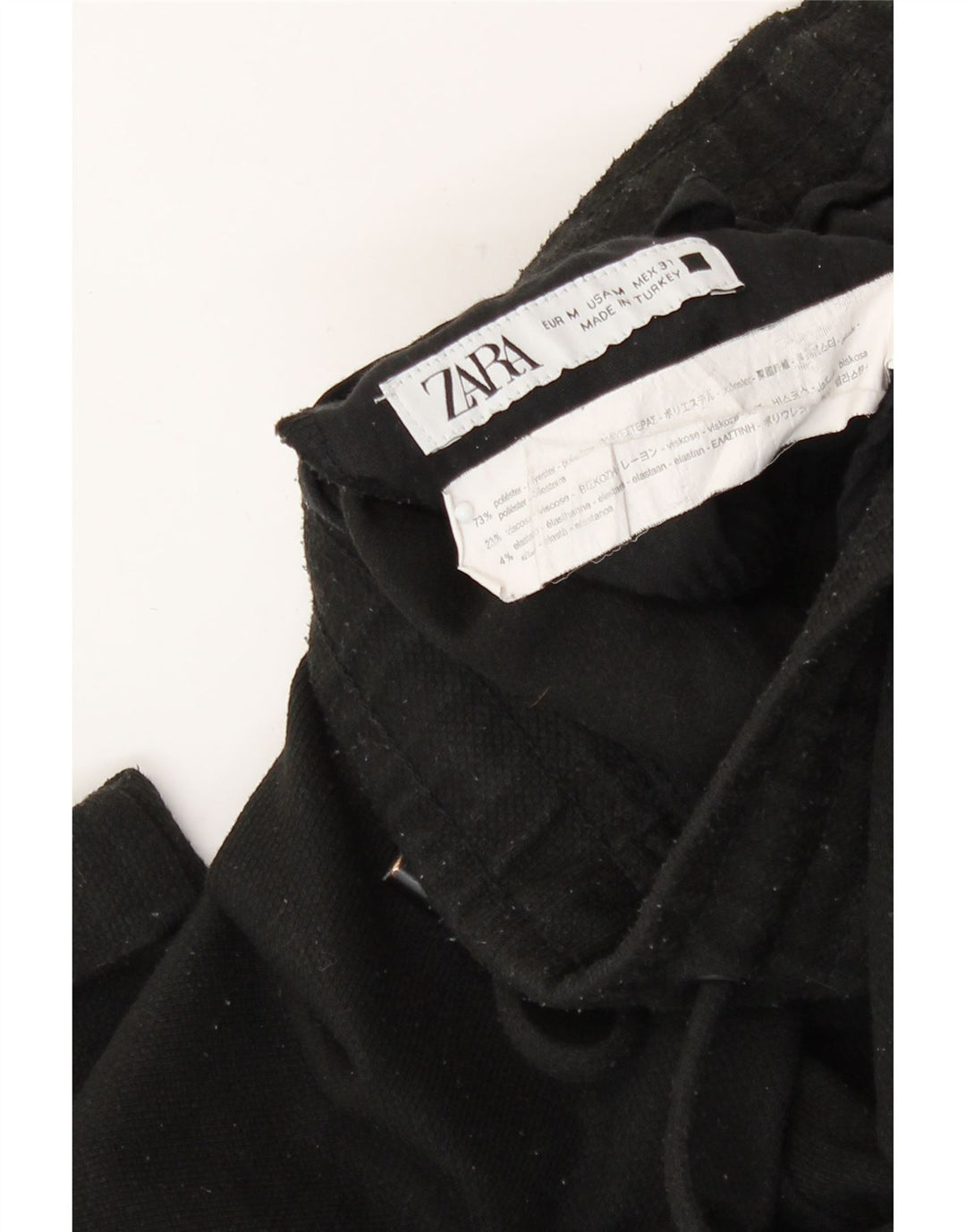 Zara Hombre Pantalón Corto Mediano W31 L26 Poliéster Negro
