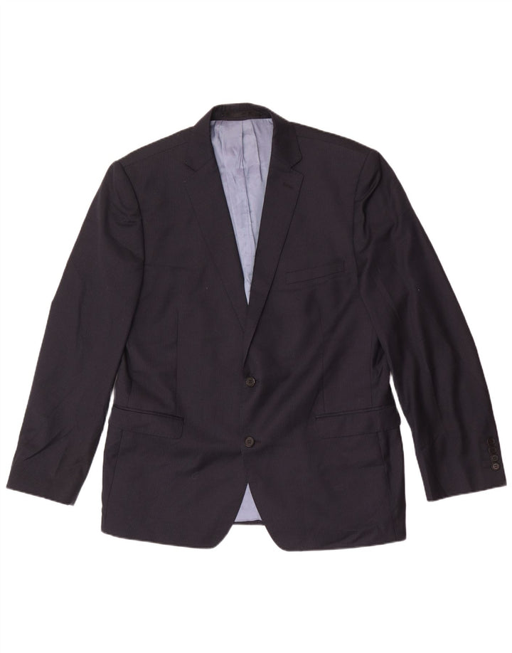 French Connection Chaqueta tipo blazer de 2 botones para hombre UK 44 2XL Lana azul marino