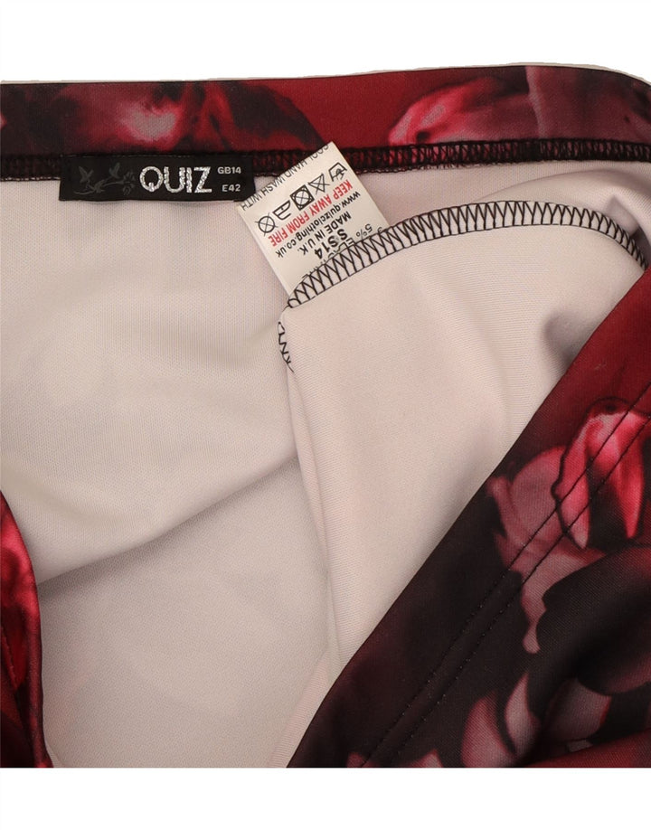 QUIZ Womens Pencil Skirt UK 14 Medium W30  Red Floral Polyester Vintage Quiz and Second-Hand Quiz from Messina Hembry 