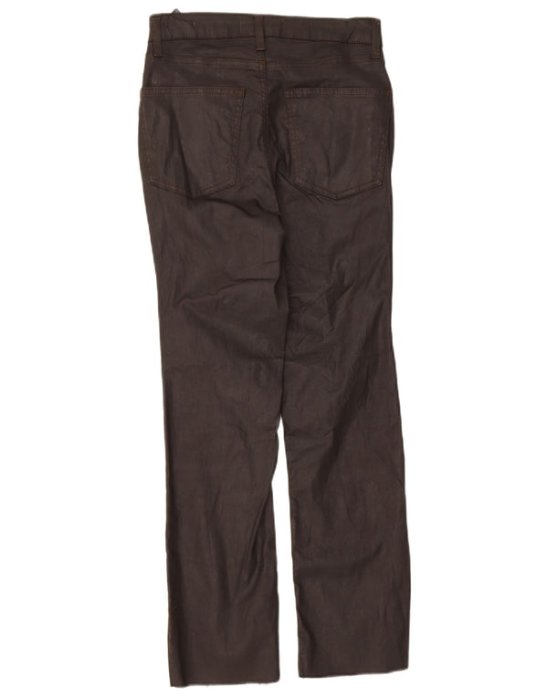 Zara Mujer Pantalones Casuales Rectos Encerados EU 34 2XS W24 L25 Algodón Negro