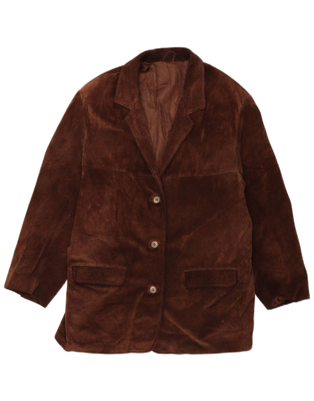 Vintage mujer chaqueta cortavientos de gran tamaño Reino Unido 14 cuero marrón medio