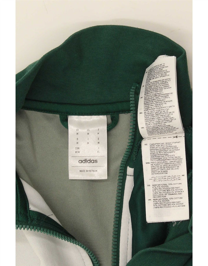 Adidas Hombre Chándal Top Chaqueta De Algodón Color Block Verde Medio