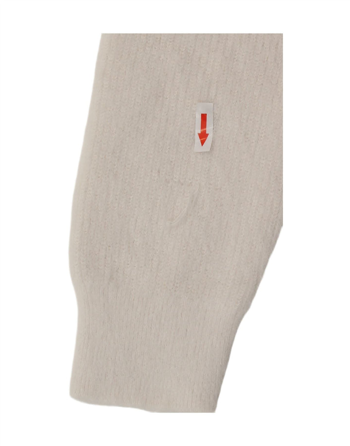 Zara - Jersey con cuello en V para mujer, talla 40, poliéster blanco pequeño