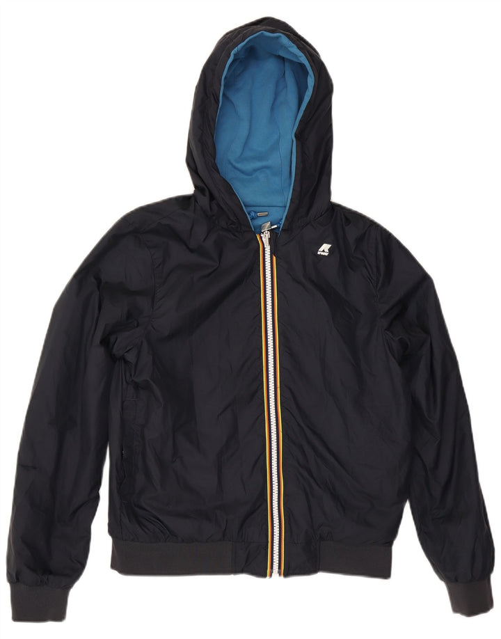 K-Way Chaqueta reversible con capucha para mujer UK 10 Small Azul marino Algodón