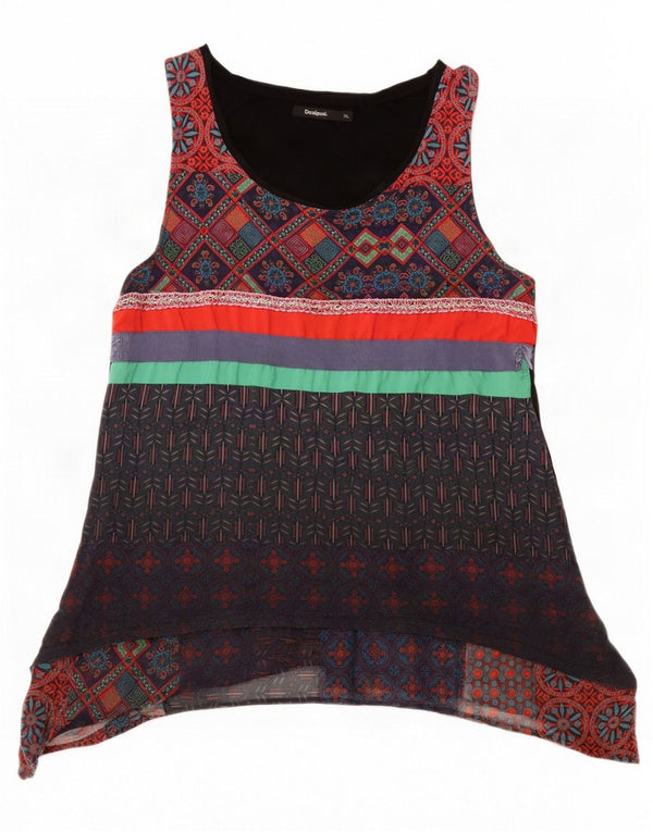 Desigual Top tipo túnica sin mangas para mujer UK 18 XL Patchwork multicolor