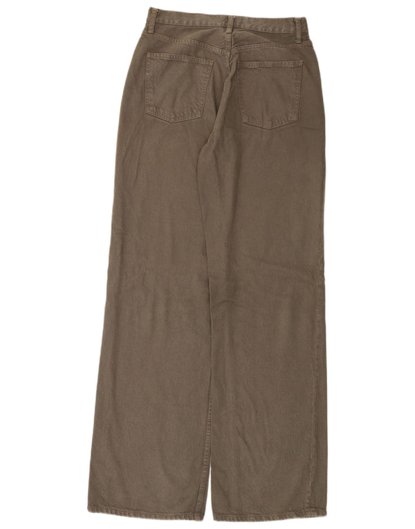 Zara Vaqueros de pierna ancha y cintura alta para mujer EU 38 Small W28 L33 Gris