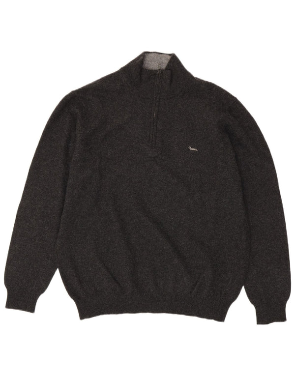 Harmont & Blaine Jersey con cuello y cremallera para hombre, talla 3XL, lana gris
