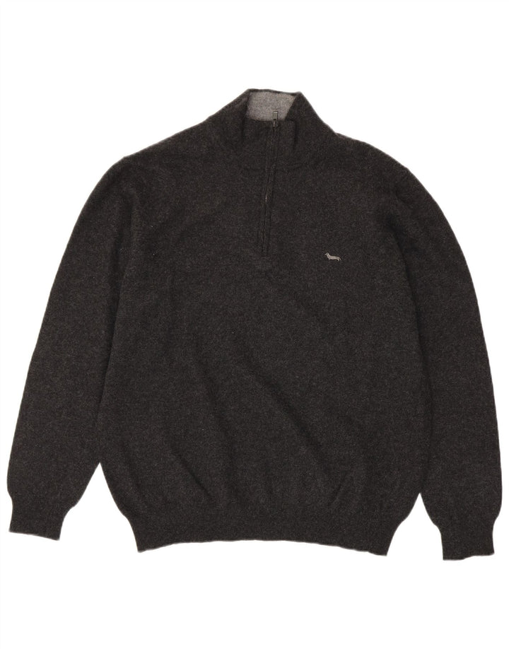 Harmont & Blaine Jersey con cuello y cremallera para hombre, talla 3XL, lana gris