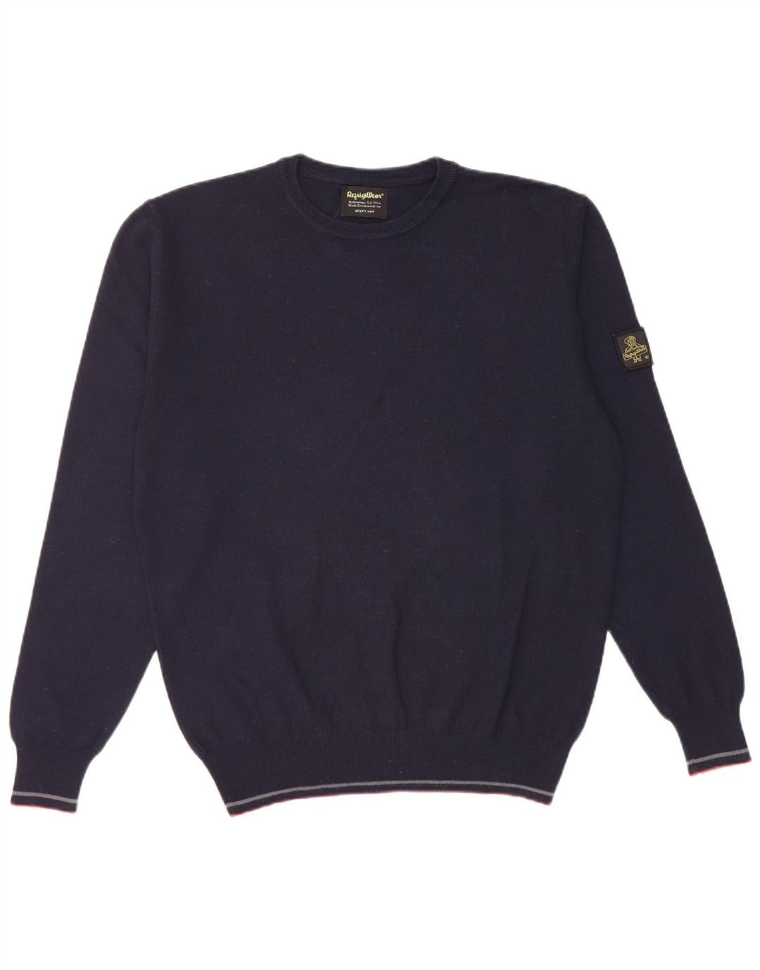 Refrigiwear Suéter tipo jersey con cuello redondo y corte regular para hombre, talla pequeña, azul marino