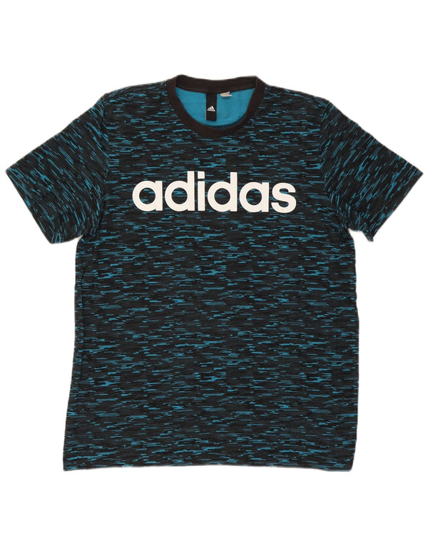 Adidas Mens Climalite Graphic Camiseta Top Pequeño Azul Marino Moteado