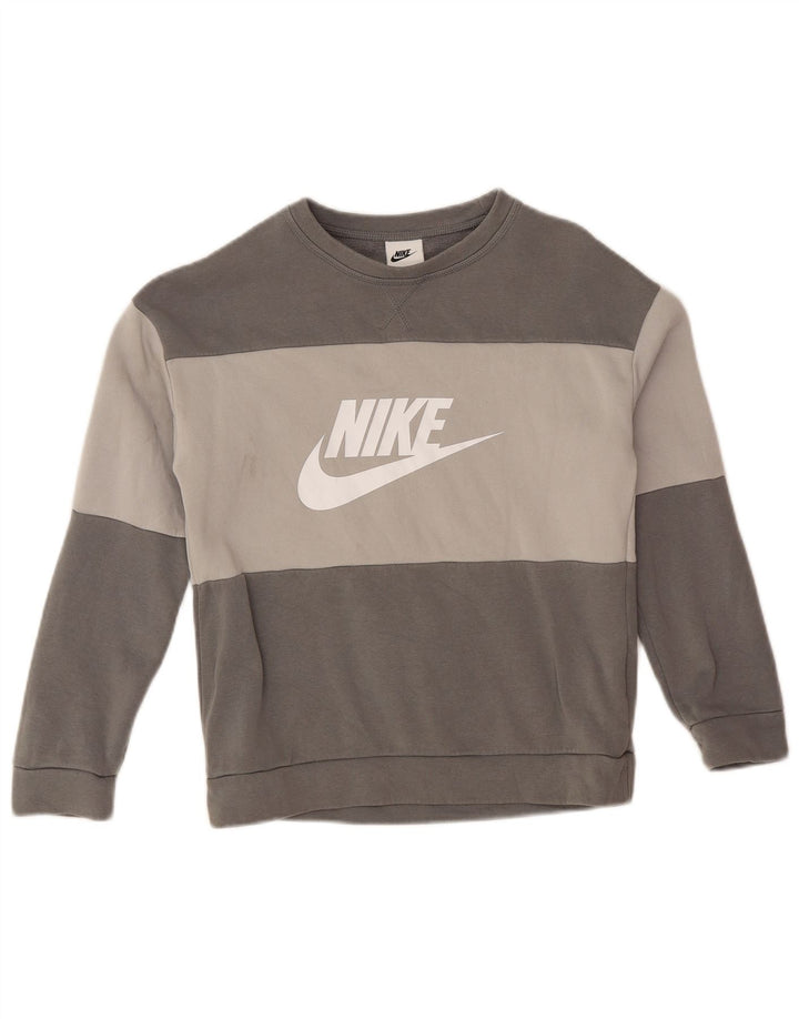 NIKE Sudadera estampada para niños 10-11 años Gris medio Colorblock