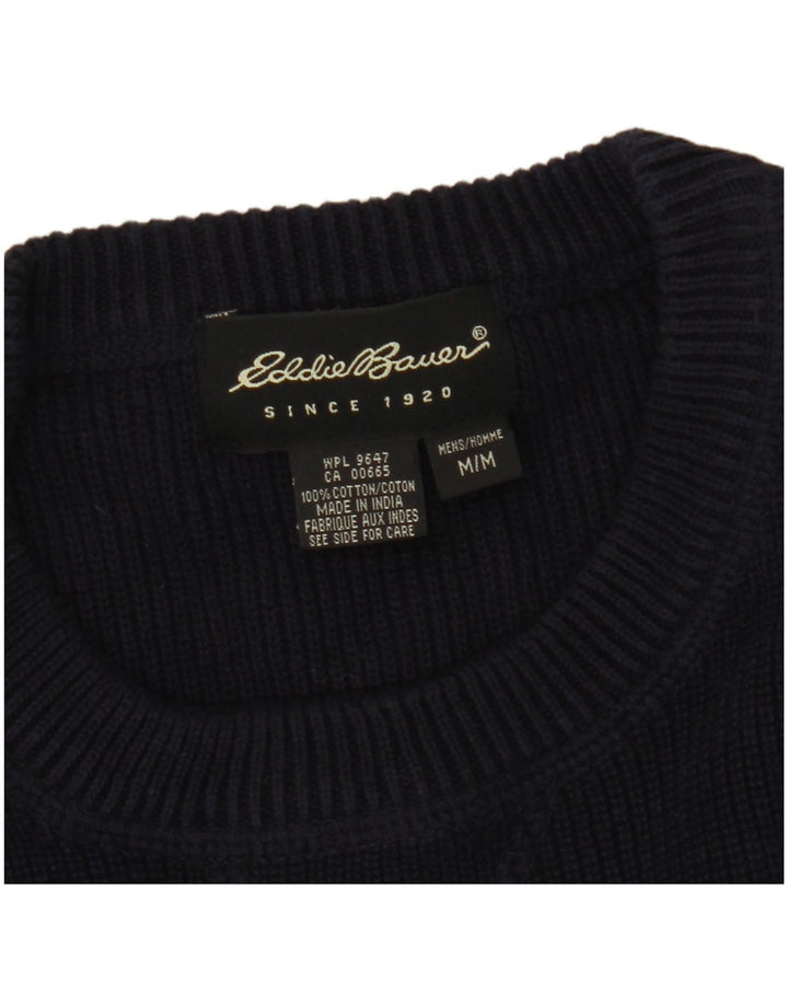 Eddie Bauer Jersey de cuello redondo para hombre, jersey de algodón azul marino mediano