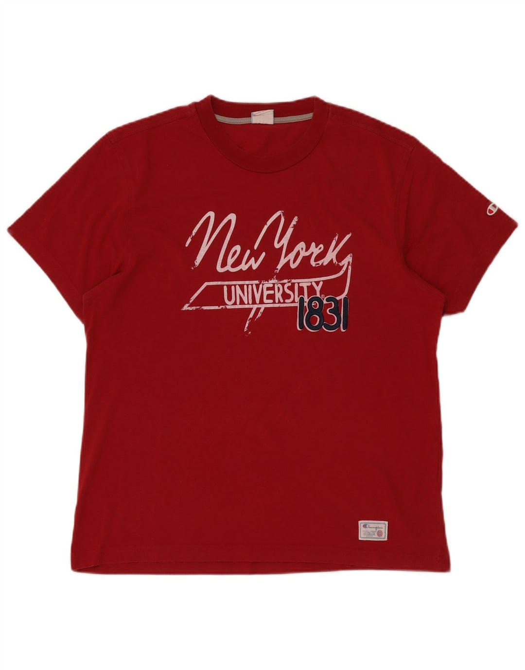 CHAMPION Camiseta gráfica de la Universidad de Nueva York para hombre, talla grande, color rojo